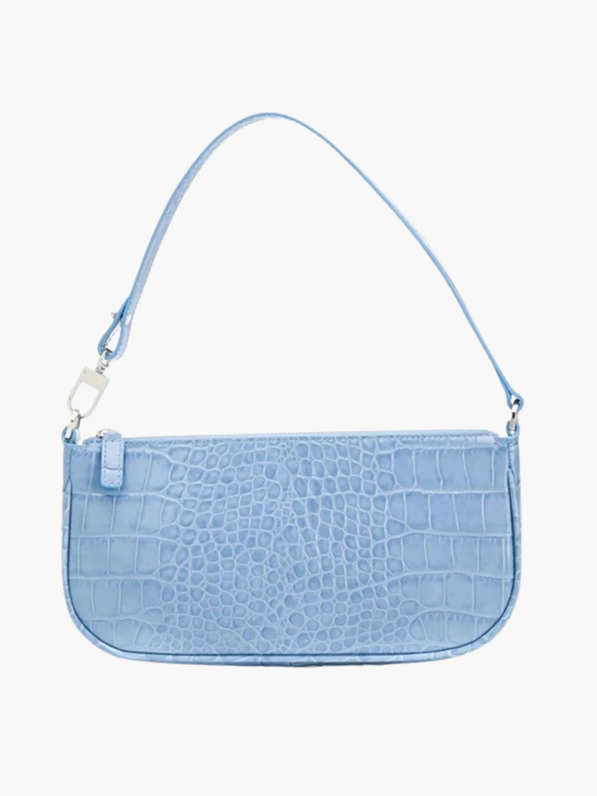Damen Ledertasche Umhängetasche Krokomuster Leder Schwarz - Norvielle