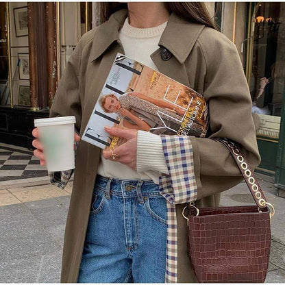 Damen Trenchcoat Lang Wasserfest Kariert