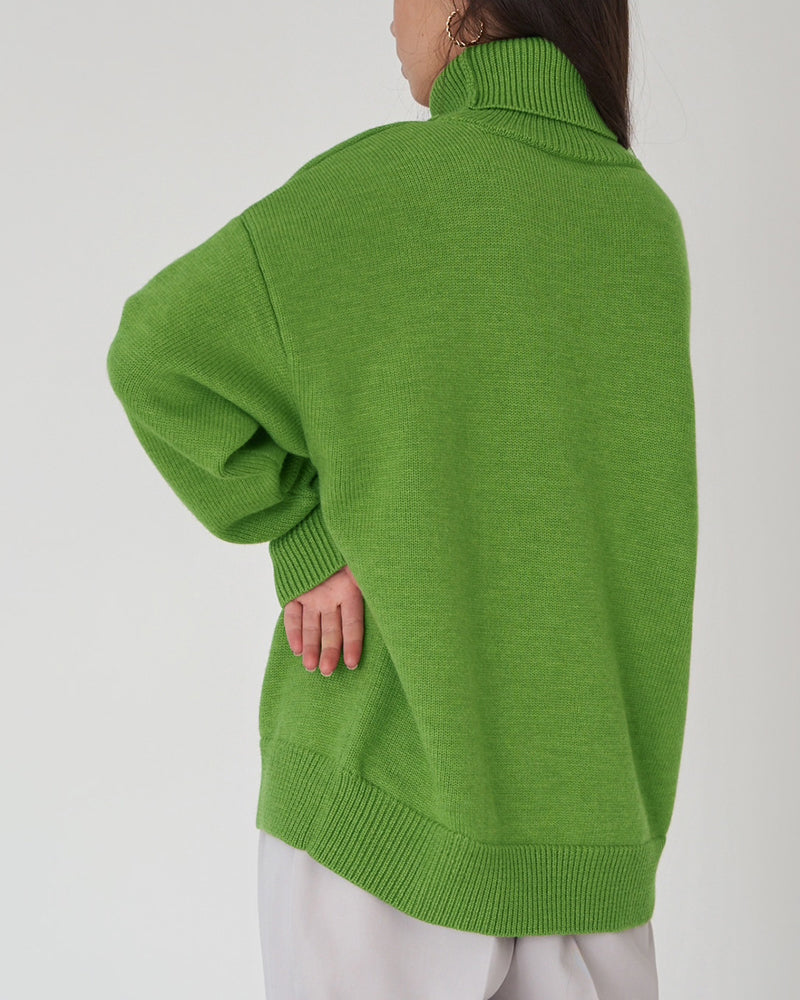 Damen Oversize Pullover Groß Lässig High Neck