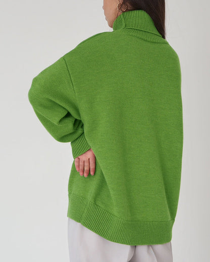Damen Oversize Pullover Groß Lässig High Neck
