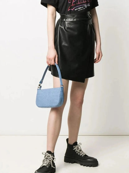 Damen Ledertasche Umhängetasche Krokomuster Leder