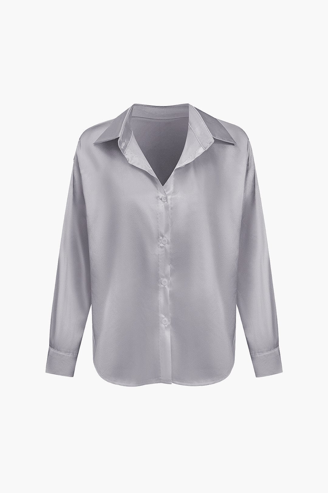 Damenbluse Langarm Seiden-Satin Elegante Bluse