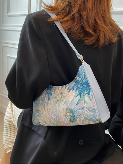 Frauen Rucksack Blumenmuster Umhängetasche Vintage Stil