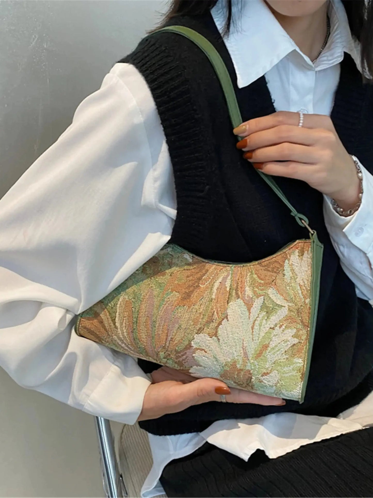Frauen Rucksack Blumenmuster Umhängetasche Vintage Stil