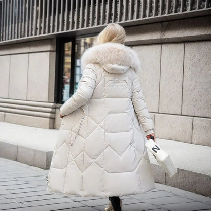 Damen Daunenmantel Lang Warm Steppmantel Mit Kragen
