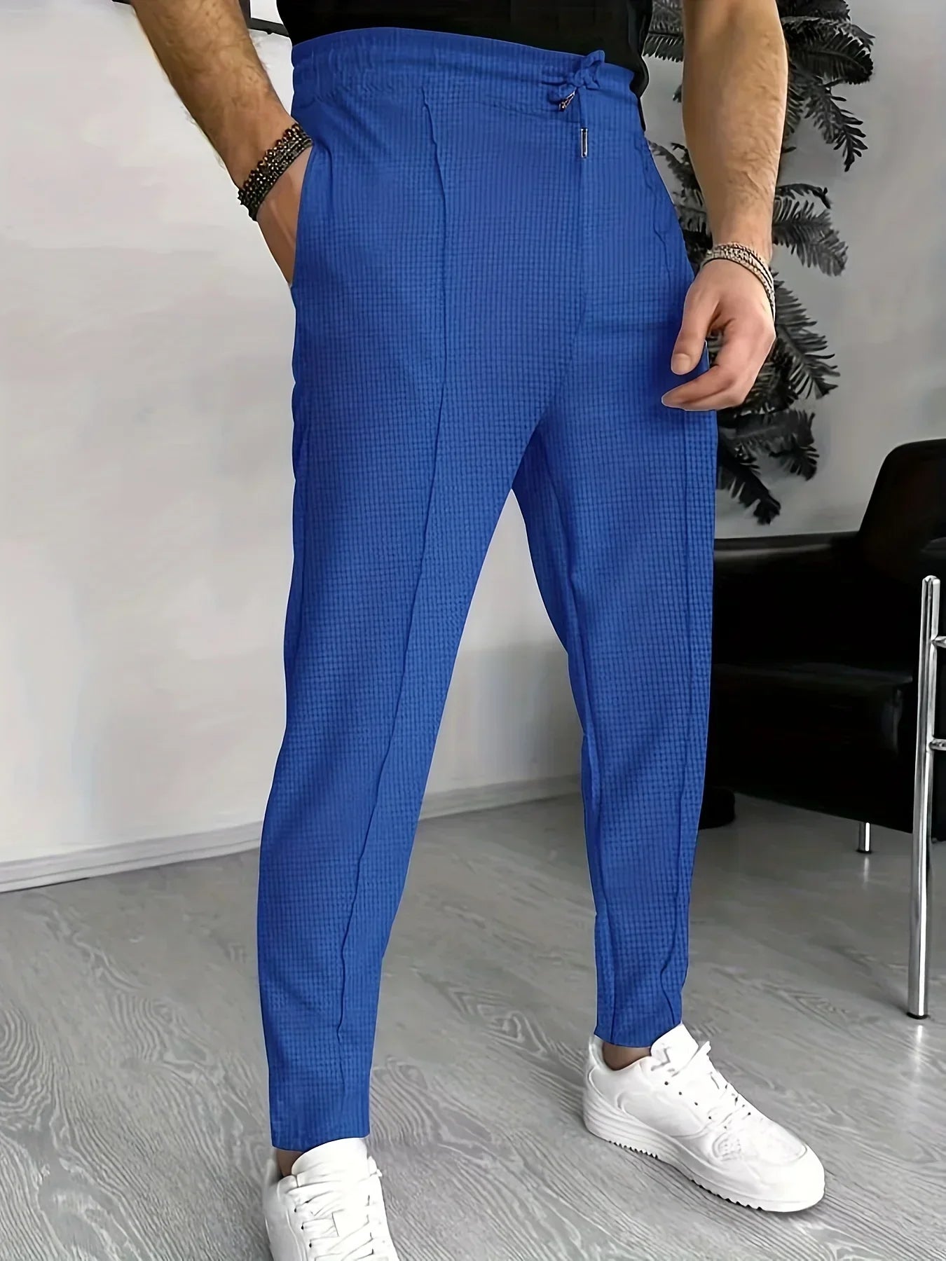 Herren Slim-Fit-Hose Karomuster Modern