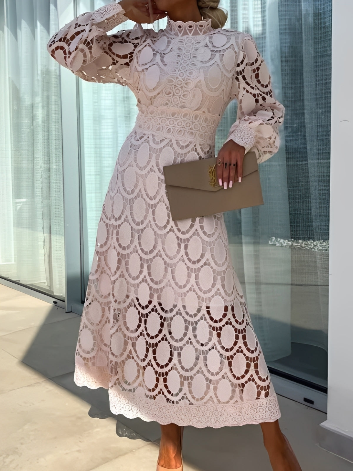 Damen Langarm Maxikleid Stilvolles Abendkleid Eleganz - Norvielle
