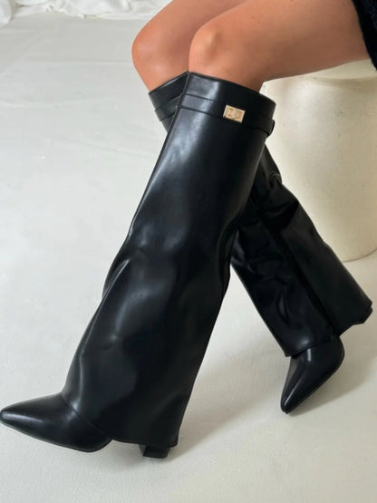 Damen Stiefel Suede Elegant Gold