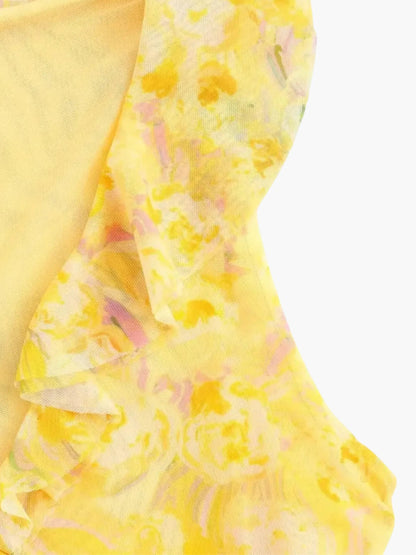 Geblümtes Frauen Minikleid mit Rüschen Sommerkleid