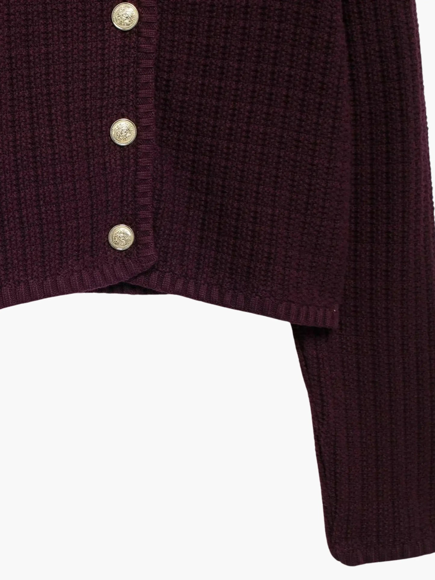 Damen Strickjacke Strukturiert Goldknöpfe