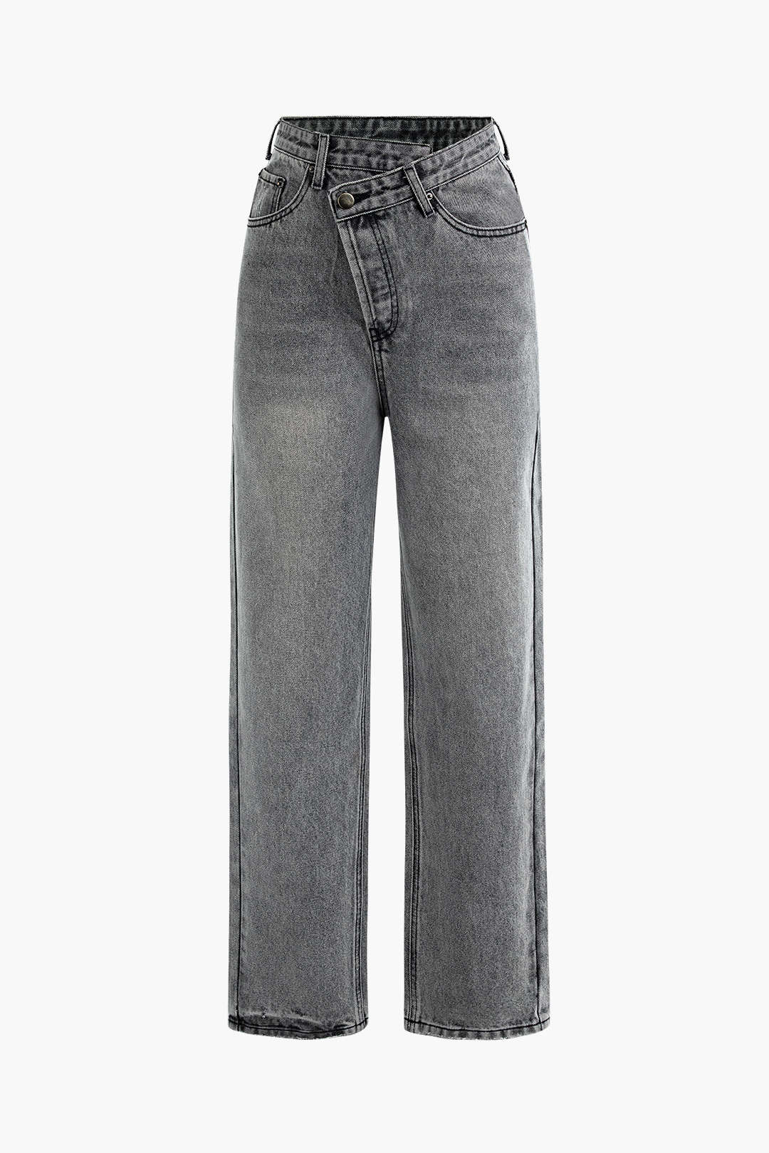 Damen Jeans Asymmetrischer Bund Trendy Frauenjeans