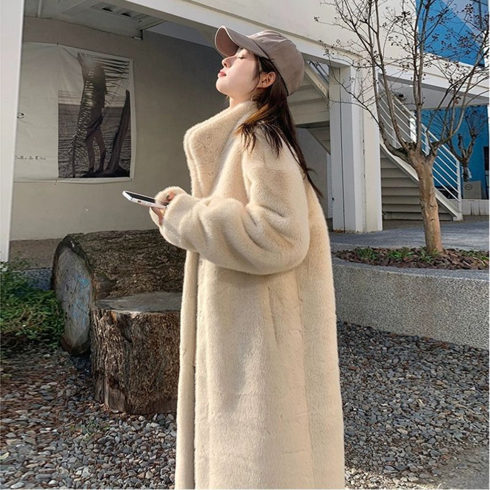 Damen Kunstfelljacke Glamour Winter
