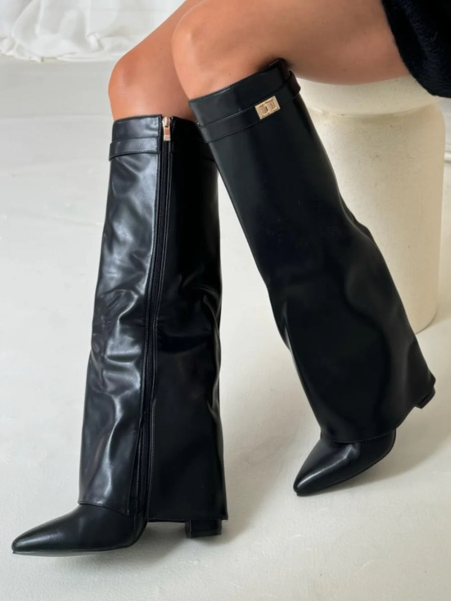 Damen Stiefel Suede Elegant Gold