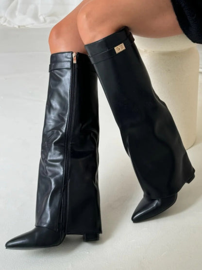 Damen Stiefel Suede Elegant Gold