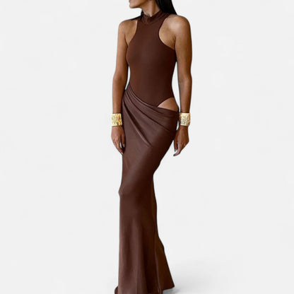 Damen Maxikleid Neckholder Cut-Out-Sommerkleid