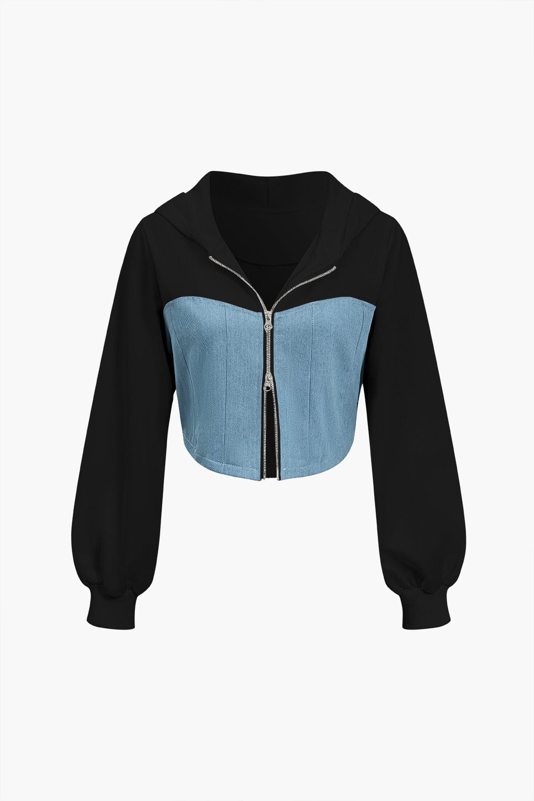Damen Zweiteiler Denim Look Jeansoptik