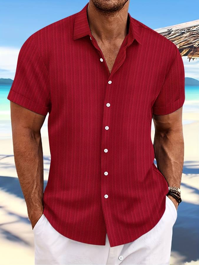Herren Sommerhemd Kurzärmelig Gestreift Relaxed Fit