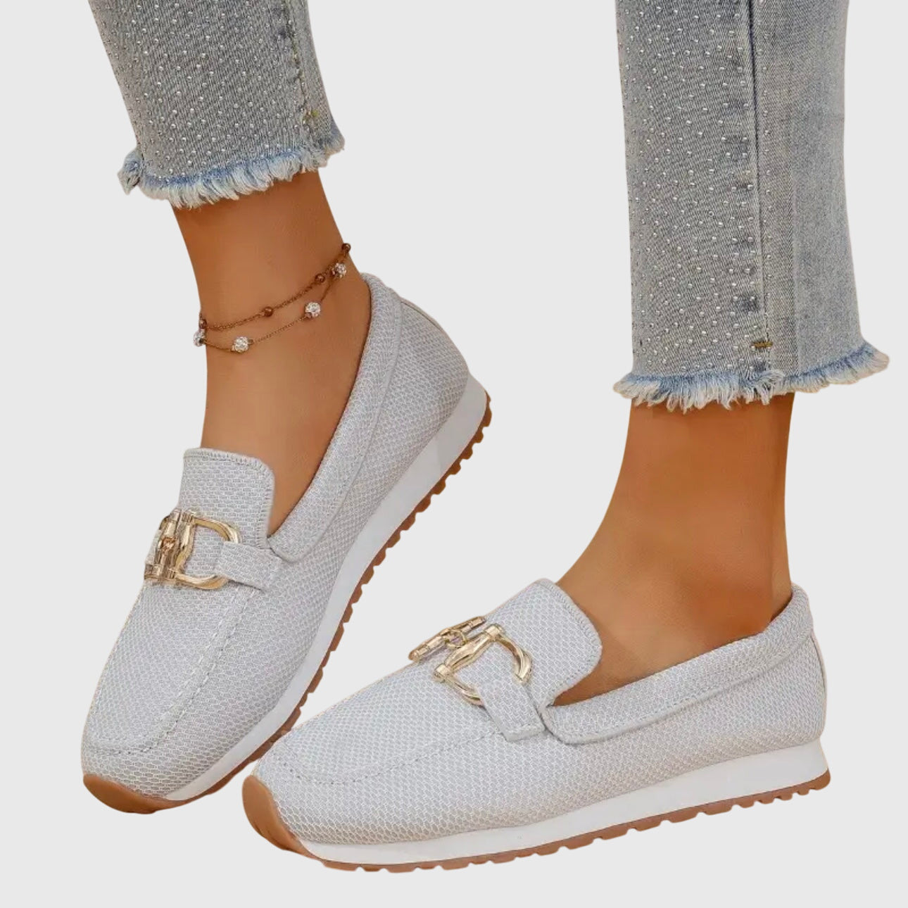 Damen Slip-On Loafer Schuhe Bequem Leder Braun