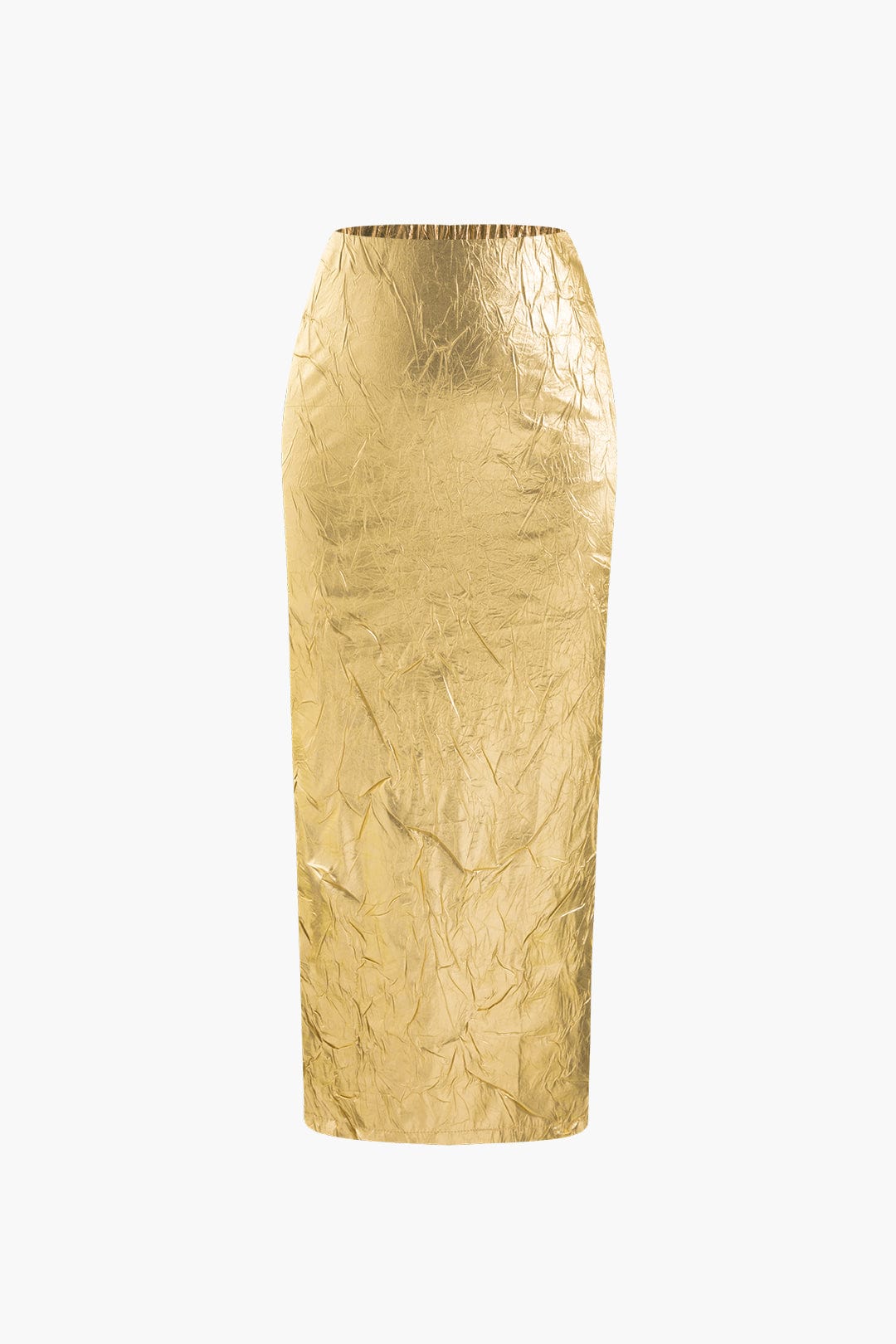 Damen Midirock Elastisch Glänzend Metallic