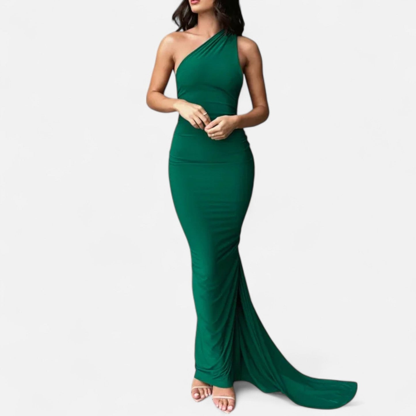 Damen Neckholder Maxikleid Ein Schulter Sommerkleid