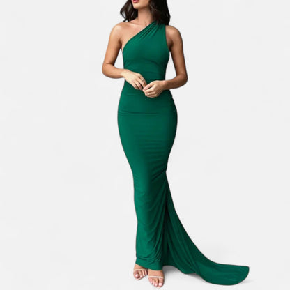Damen Neckholder Maxikleid Ein Schulter Sommerkleid