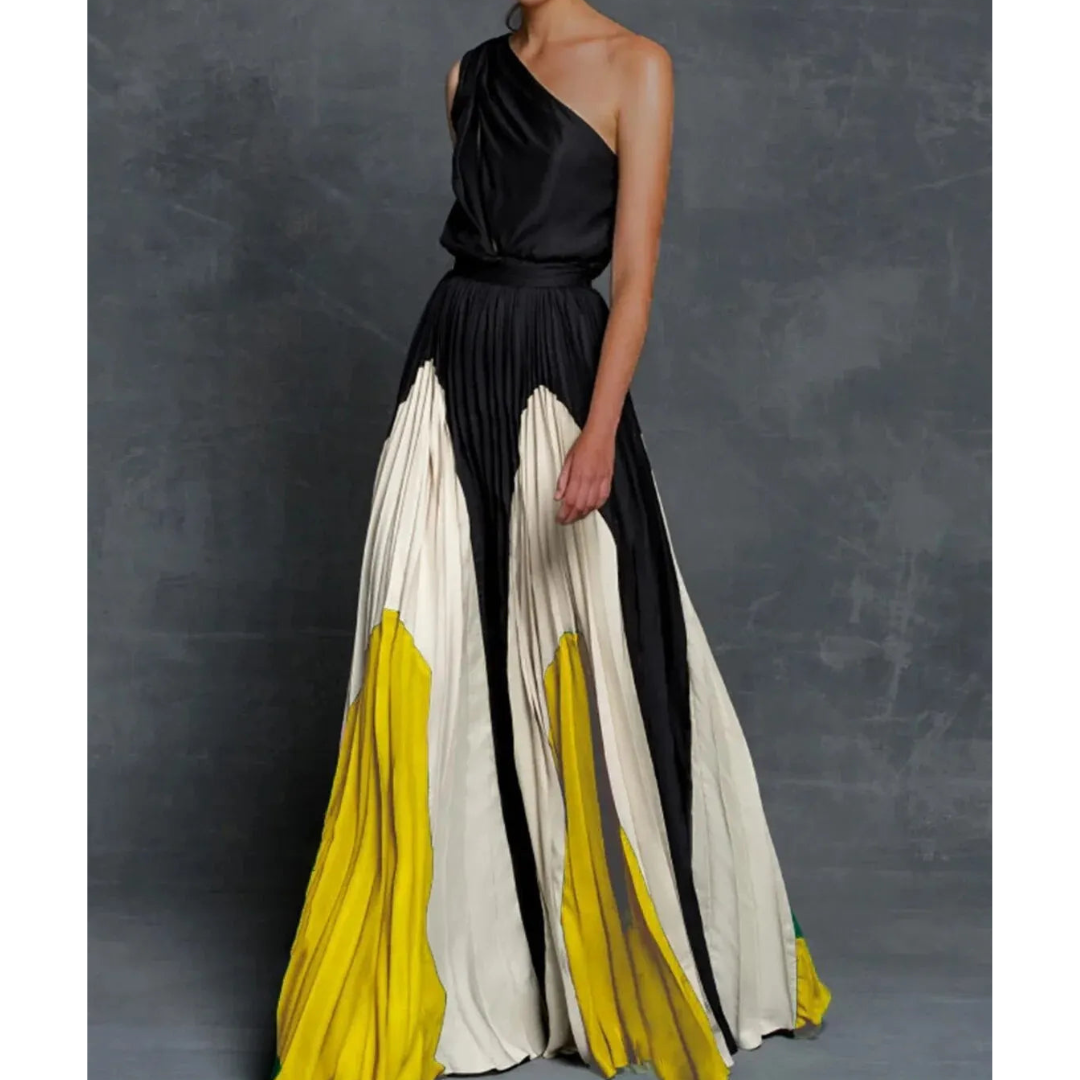 Damen Maxikleid Asymmetrisch Schulter Fließend - Norvielle