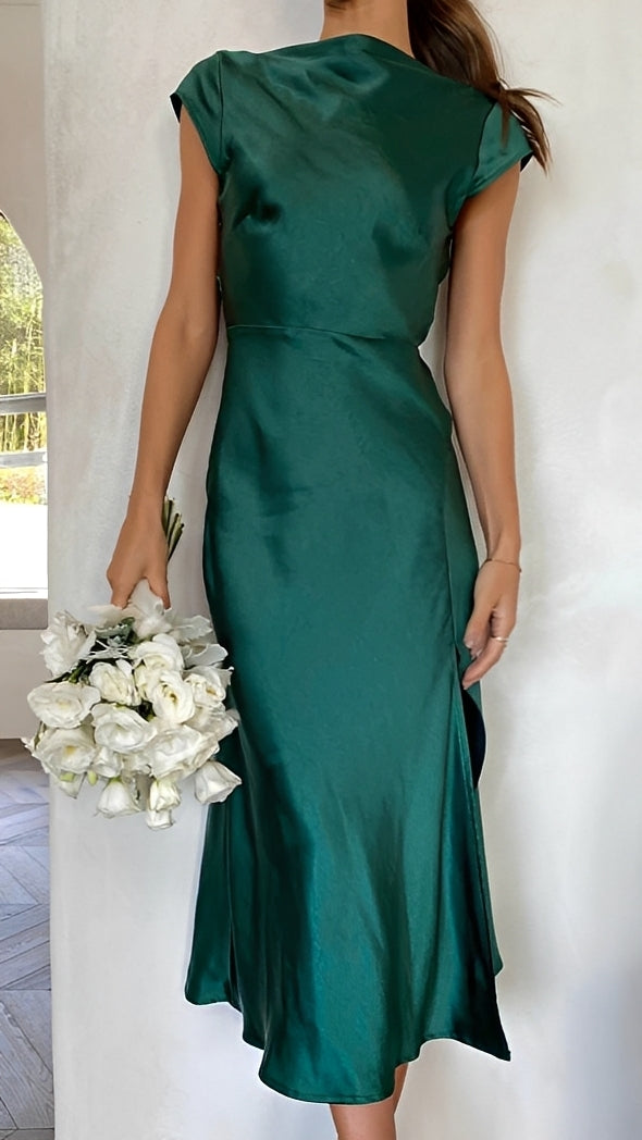 Damen Midikleid Flügelärmel Modern Eleganz