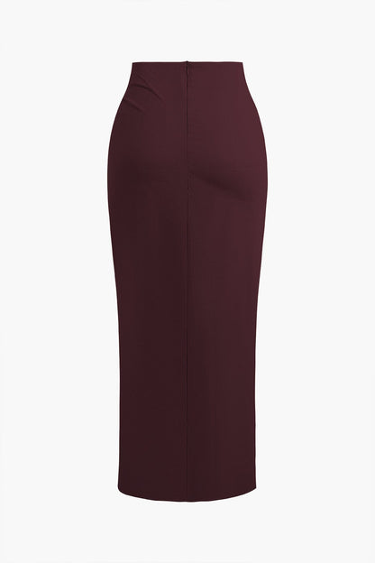 Fridoline Damen Midirock Wickelrock Hochgeschlitzt