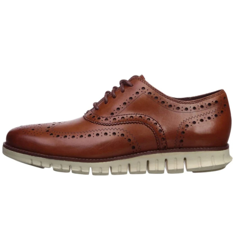 Herren Lederschnürschuhe Flügelspitze Brogue Schuhe Schwarz - Norvielle