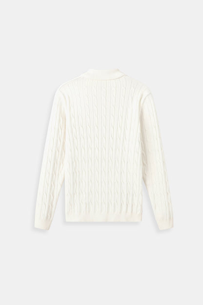 Damen Strickpullover Zopfmuster Reißverschluss