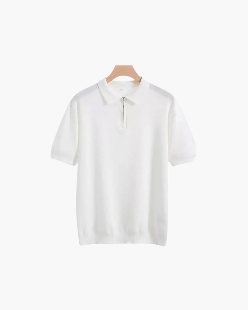 Herren Poloshirt Kurzarm Halbzipp Reißverschluss