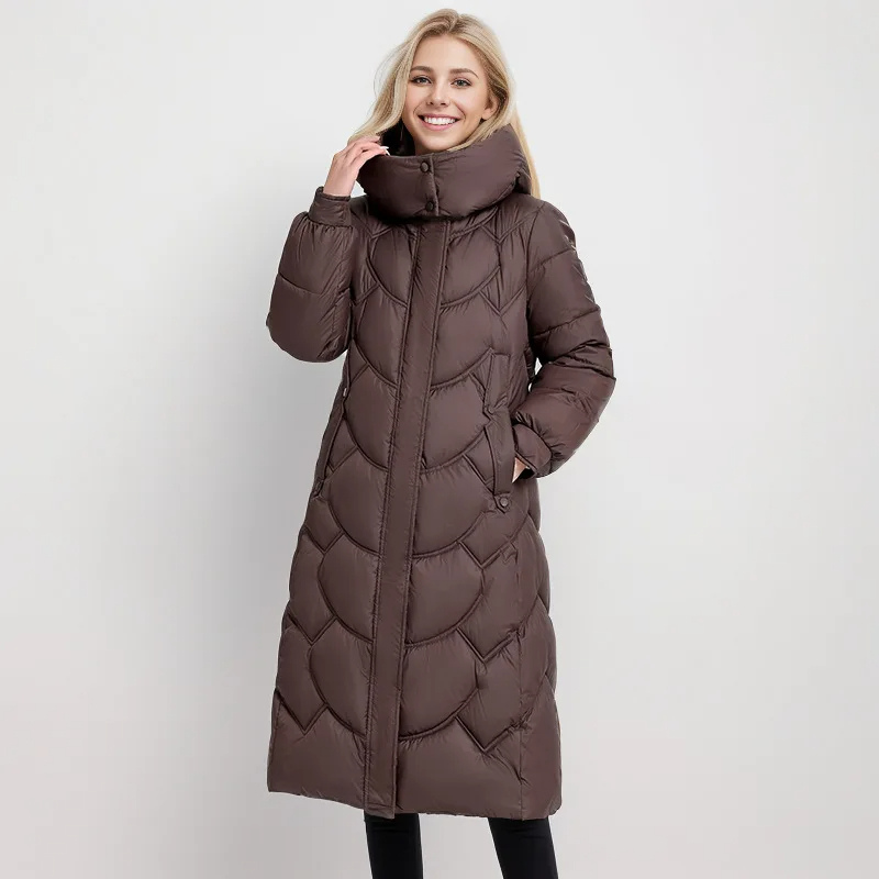 Damen Daunen Steppjacke Lang Winterwarm