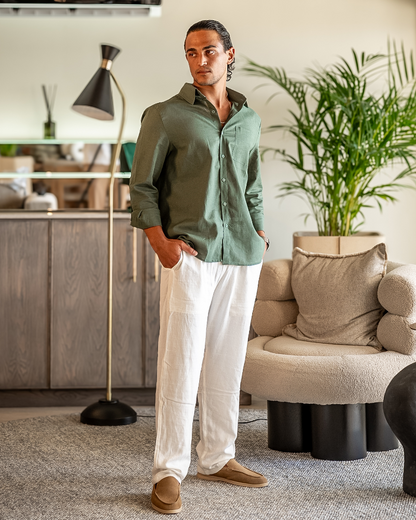 Herren Leinenanzug Langarm Set Sommer