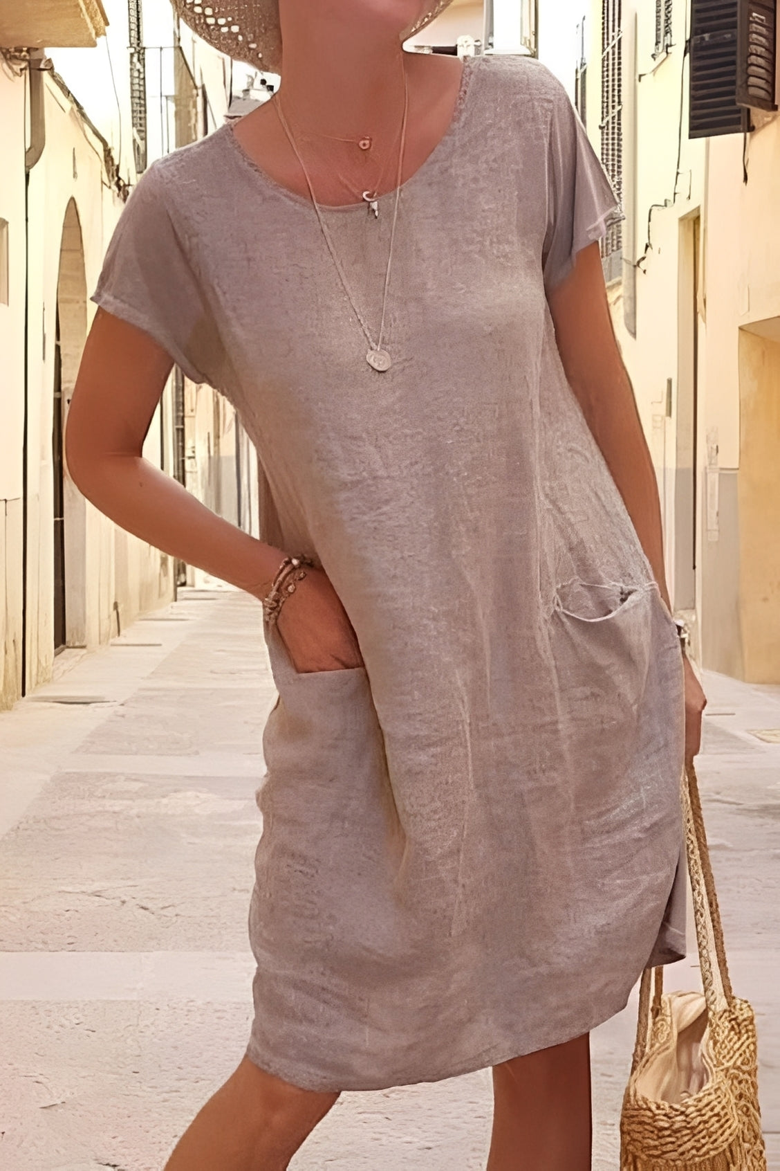 Damen Sommerkleid Leichtes Lockeres Kurzarmkleid
