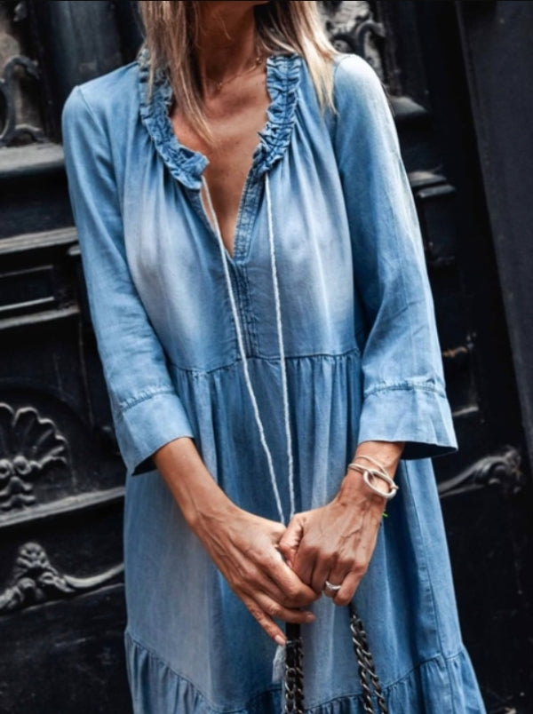 Damen Maxikleid Boho-Stil Gewaschenes Look