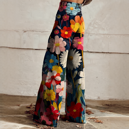 Damenhose Blumenmuster Locker Geschnitten