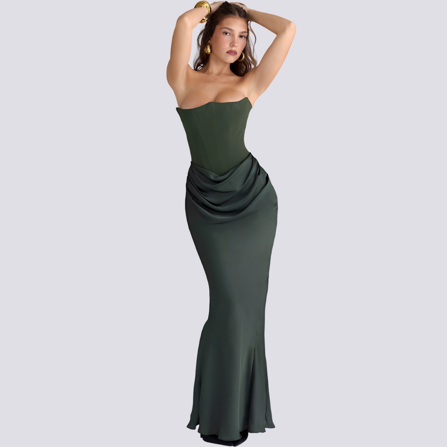 Damen Korsettkleid Trägerlos Spitze