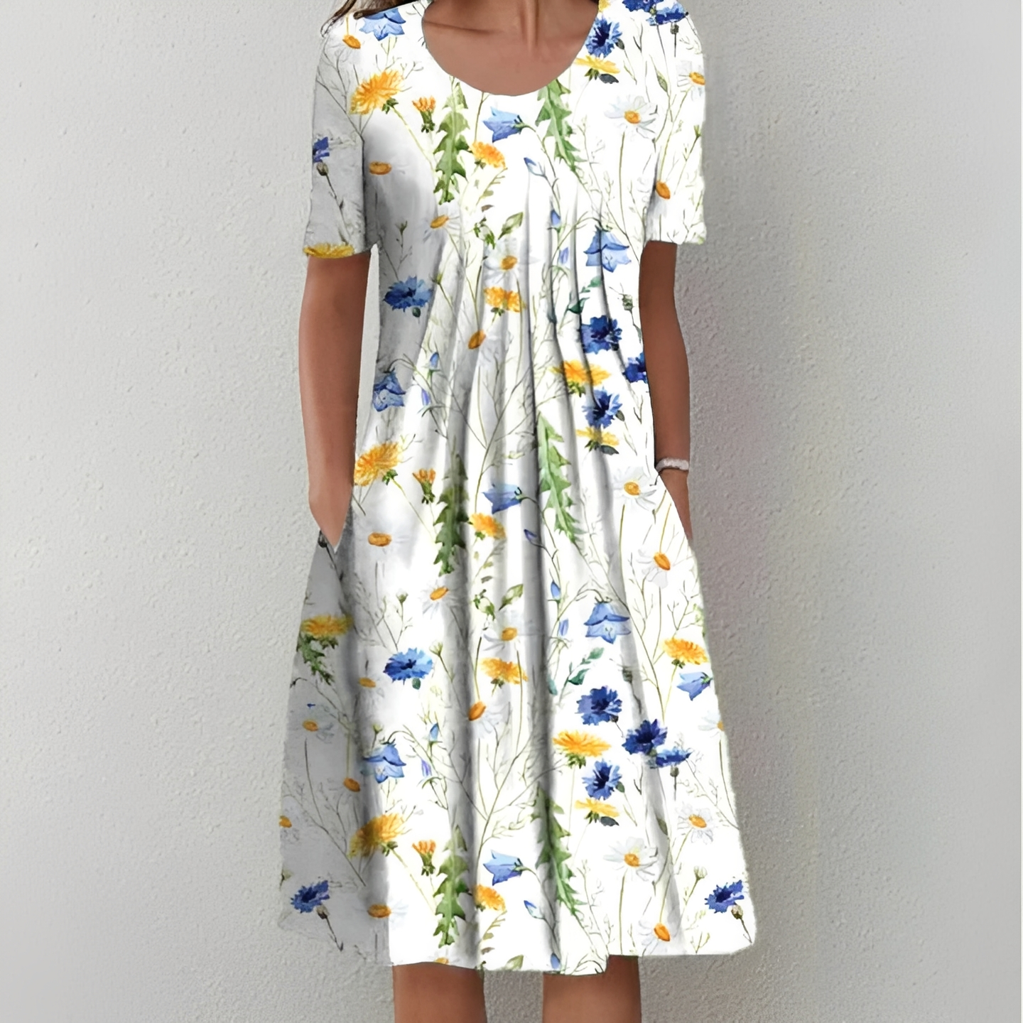 Damen Sommerkleid Kurz Elegant Baumwolle