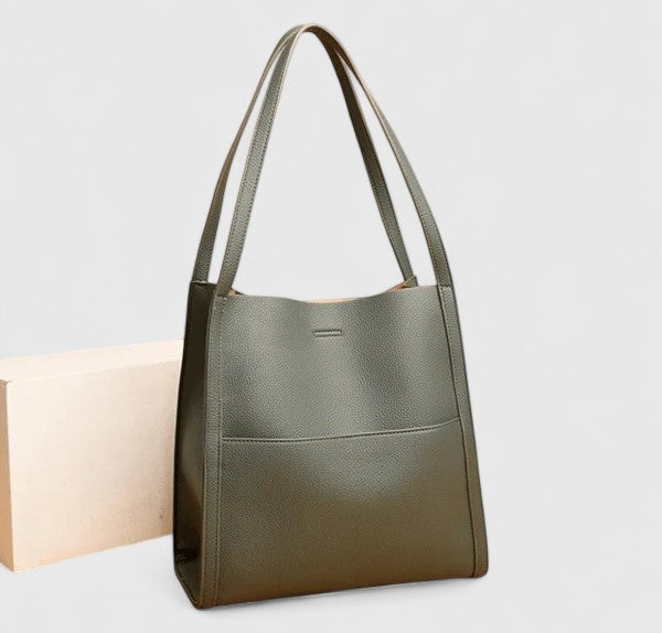 Damen Schultertasche Einfach Schwarz Leder - Norvielle