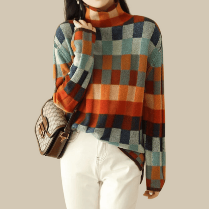 Weicher Cashmere Pullover Patchwork Rundhals Warm