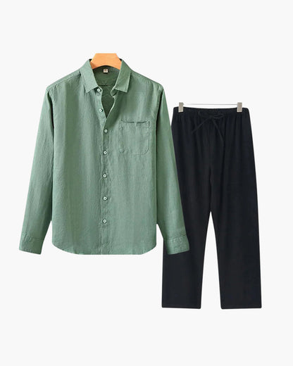 Herren Leinenanzug Langarm Set Sommer