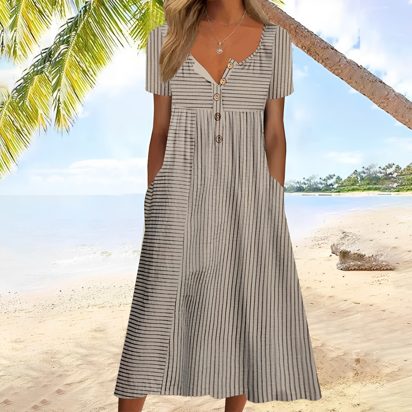Damen Sommerkleid Leichtes Langkleid mit Blumenprint