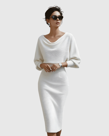 Elegantes Damen Midi-Kleid mit Drapierung
