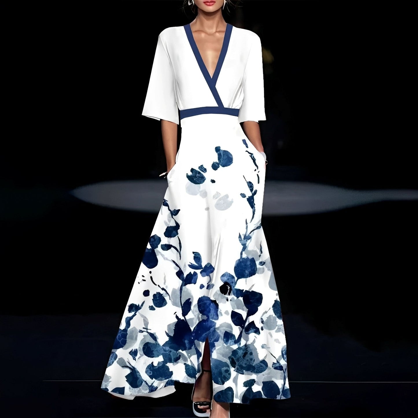 Damen Kurzarmkleid Sommer Stilvoll Elegant