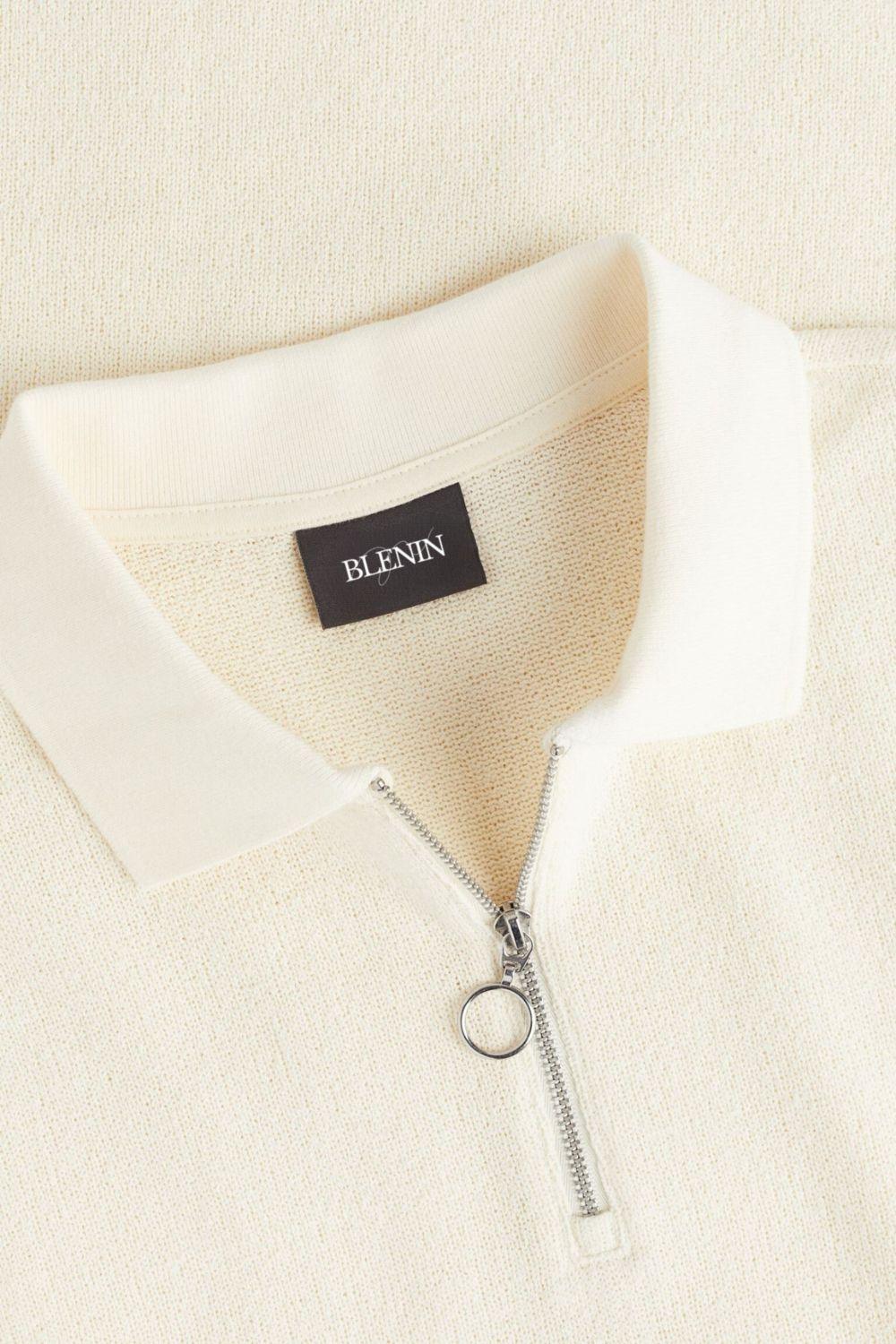 Herren Poloshirt Strick Modern Reißverschluss
