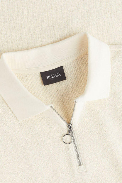 Herren Poloshirt Strick Modern Reißverschluss