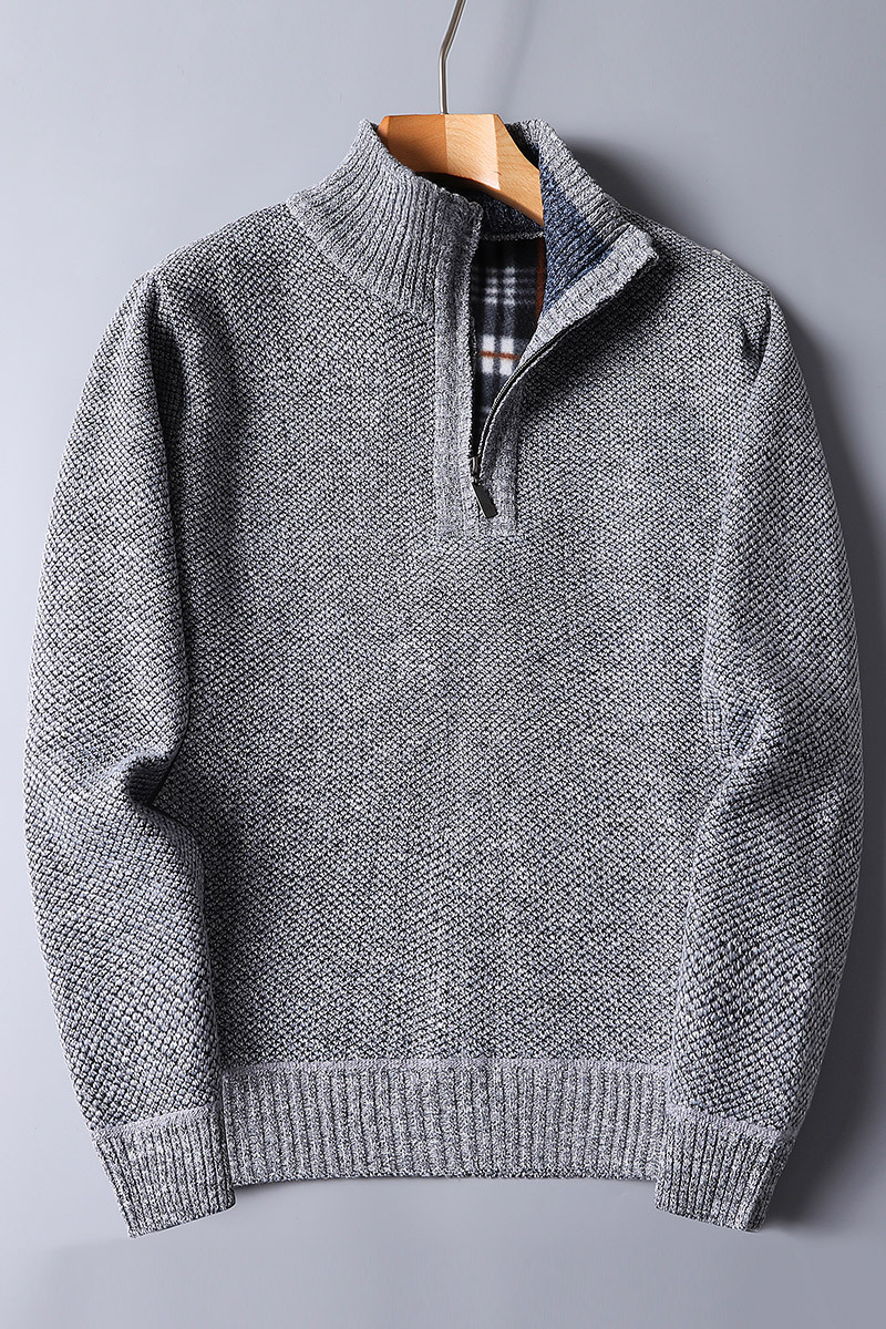 Herren Strickpullover Reißverschluss Warm Bequem