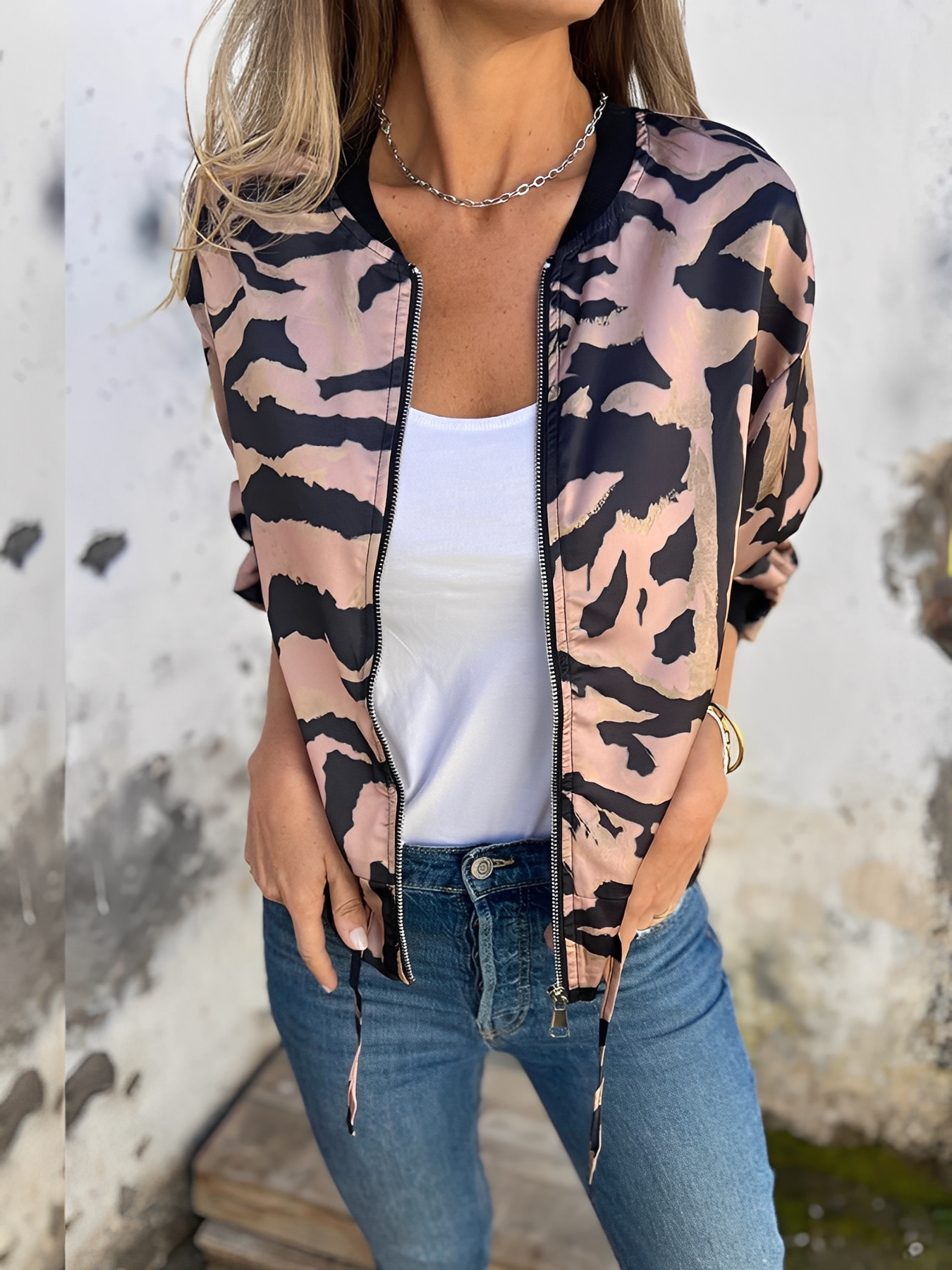 Damen Jacke Reißverschluss Eleganz