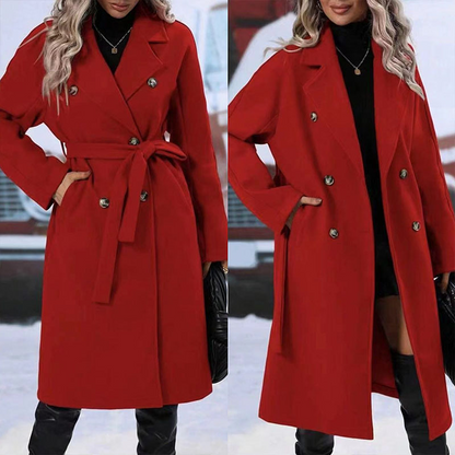 Damen Trenchcoat Klassisch Doppelknopf Elegent