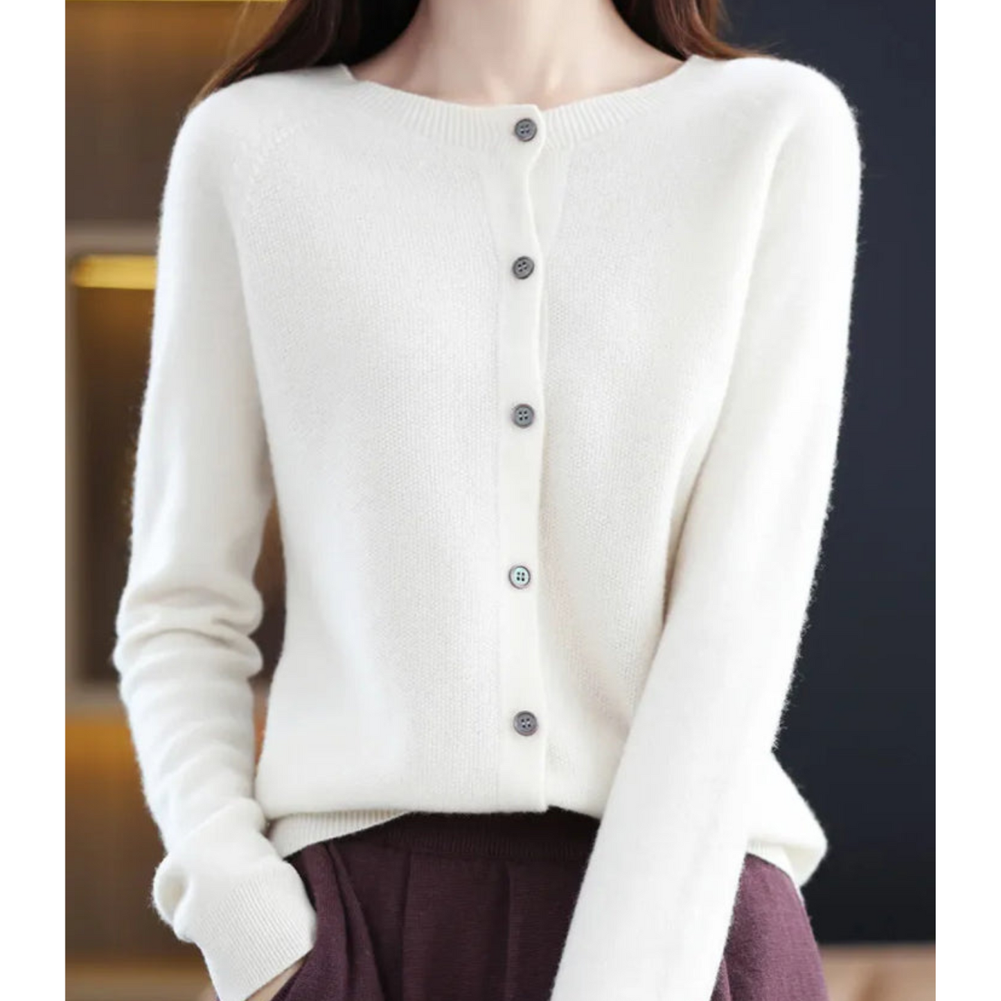 Damen Kaschmir Strickjacke Weich Warm